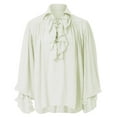 thumbnail image 3 of Inglocry Men Pirate Shirt Vampire Renaissance Shirts Victorian Ruffled Medieval Costume Cotton Linen Shirt Beige L, 3 of 9