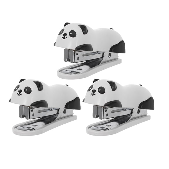 GETAJGHSD 3Pcs Portable Panda Desktop Stapler Compact Manual Stapler with Staple Remover for Office Use