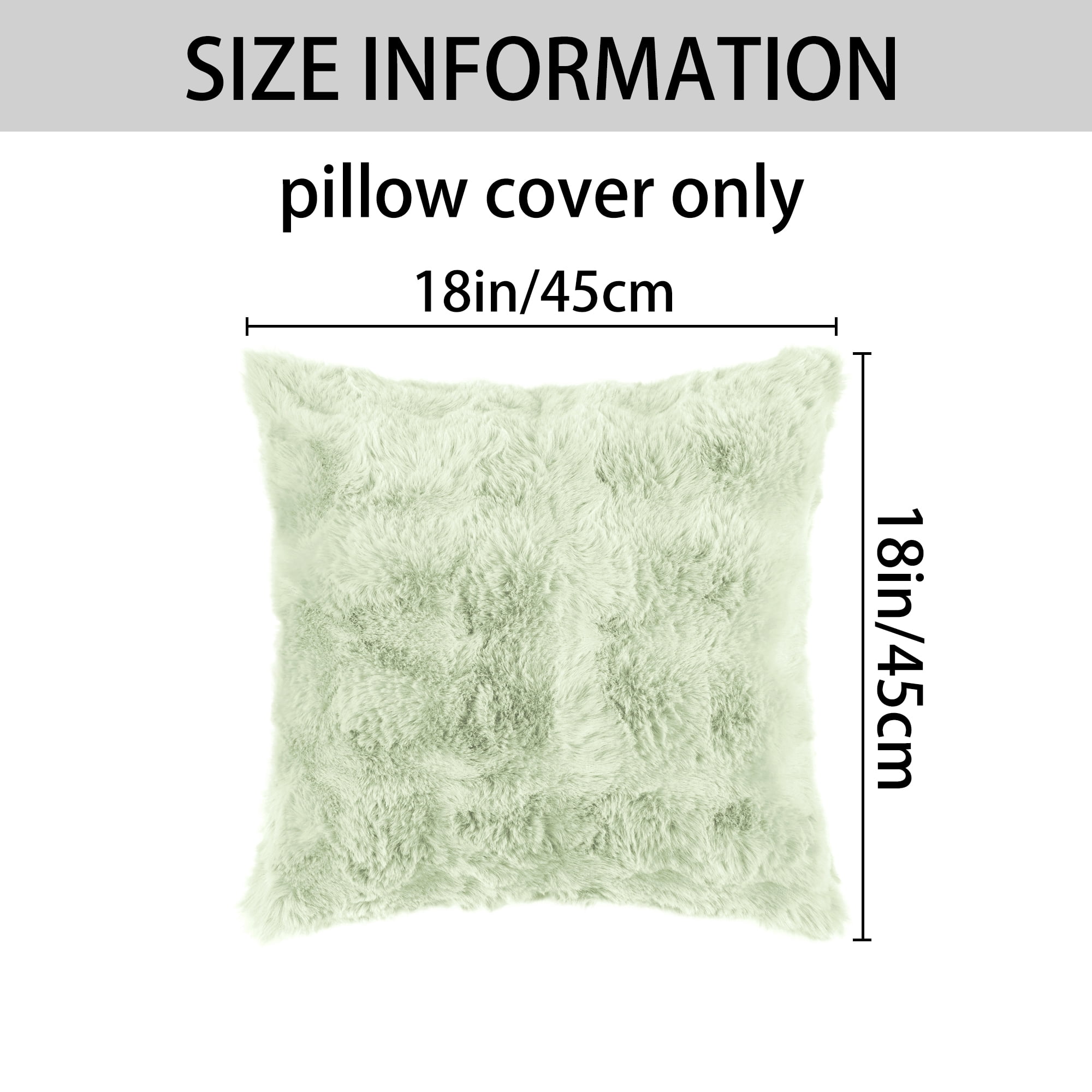 Unique Bargains Faux Fur Cozy Decorative Throw Pillow Covers Soft Plush Pillowcase 1 Pc Light Green 18" x 18"