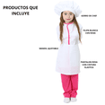 thumbnail image 4 of Disfraz Chef Filipina Blanco Con Rosa Infantil Niña Talla 1 a 3 años, 4 of 6