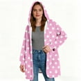 thumbnail image 4 of Generic Womens Fleece Jacket Lightweight Fuzzy Sherpa Jackets Long Sleeve Polka Dots Print Hooded Sweatshirt Coat with Hood, 4 of 6