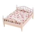 thumbnail image 4 of Cama de madera en miniatura a escala 1:12, accesorios de decoración para casa de muñecas, accesorios de escena DIY blanco y rosa, 4 of 8