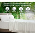 thumbnail image 3 of Royale Linen Bamboo Viscose Queen Sheet Set - Cooling Bed Sheet Set - 1 Fitted, 1 Flat & 2 Pillowcase - Fits Up to 16" -Organic Viscose Derived from Bamboo - Bedding Sheet & Pillowcase (Queen, White), 3 of 9