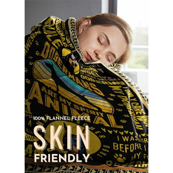 Doberman Pinscher Gifts, Doberman Blanket Throws for Dobie Mom Dad, Gifts for Doberman Pinscher Lovers, 50 x 65 inches, Perfect for Birthday Christmas Thanksgiving