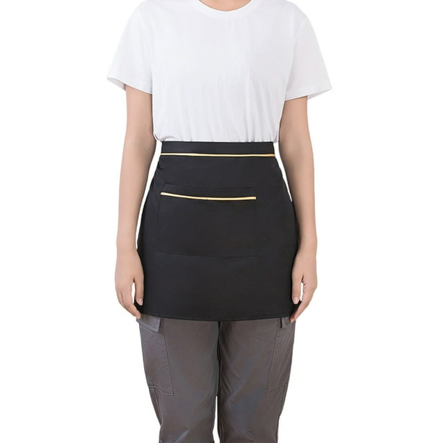 LCXmlly Deep Pocket Half Apron Waiter Half Apron Waterproof Oil Proof Large Pockets Adjustable Strap Kitchen Uniform
