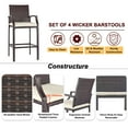 thumbnail image 7 of Patio Wicker Bar Stools Set of 4 Outdoor Counter Height Bar Stools Patio Chairs Bar Height Patio Stools & Bar Chairs with Footrest Armrest Cushion Cream, 7 of 7