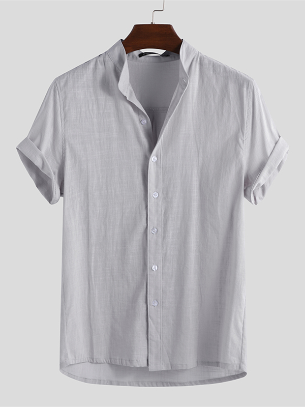 Solid Color Short Sleeve Tops Shirt 