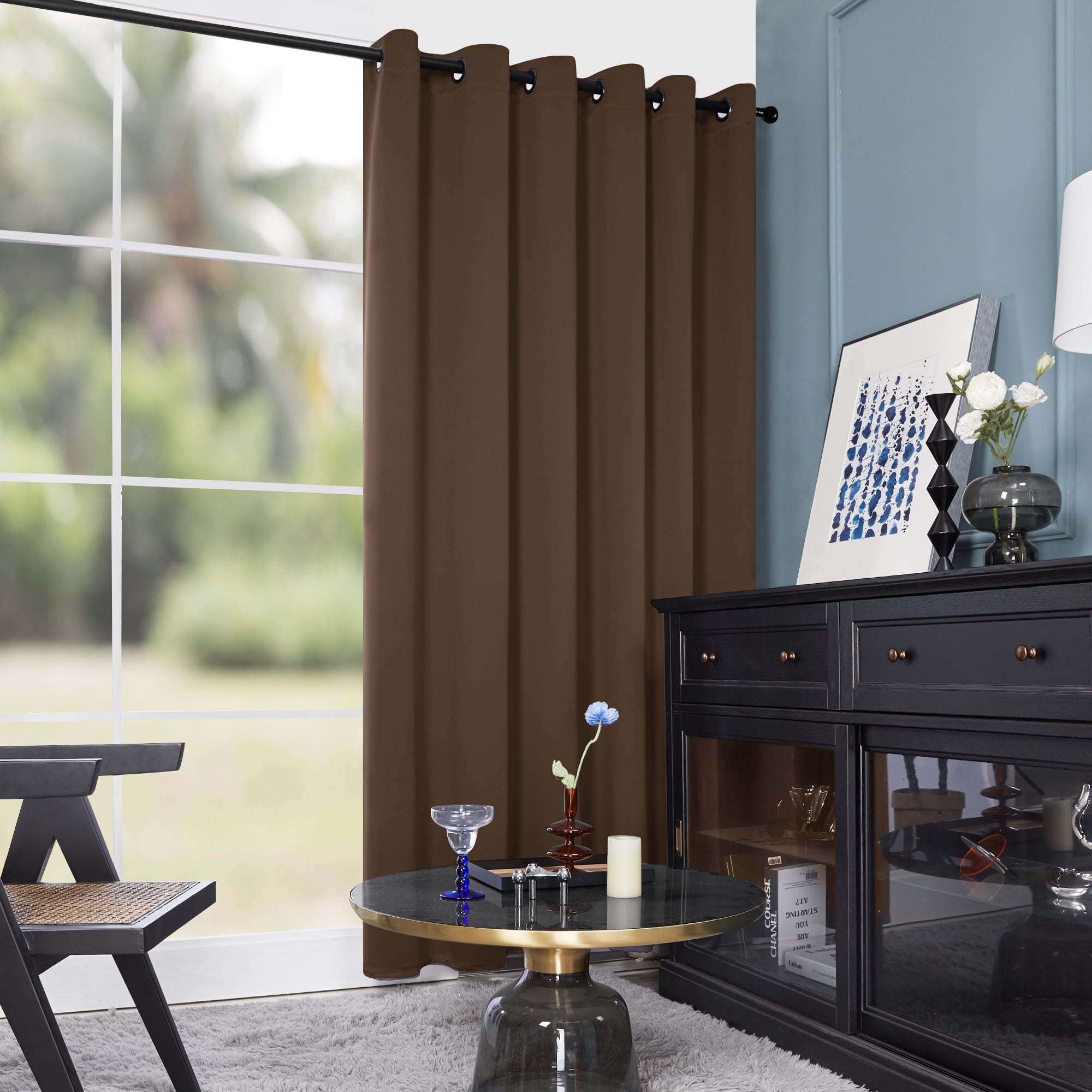 Deconovo Thermal Insulated Sliding Door Curtains Grommet Black Out Room Divider Curtains 80 x 84 inch Brown 1 Piece