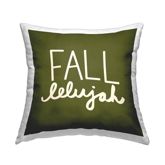 Stupell Industries Fall-lelujah Green Phrase Square Decorative Printed Throw Pillow, 18 x 18