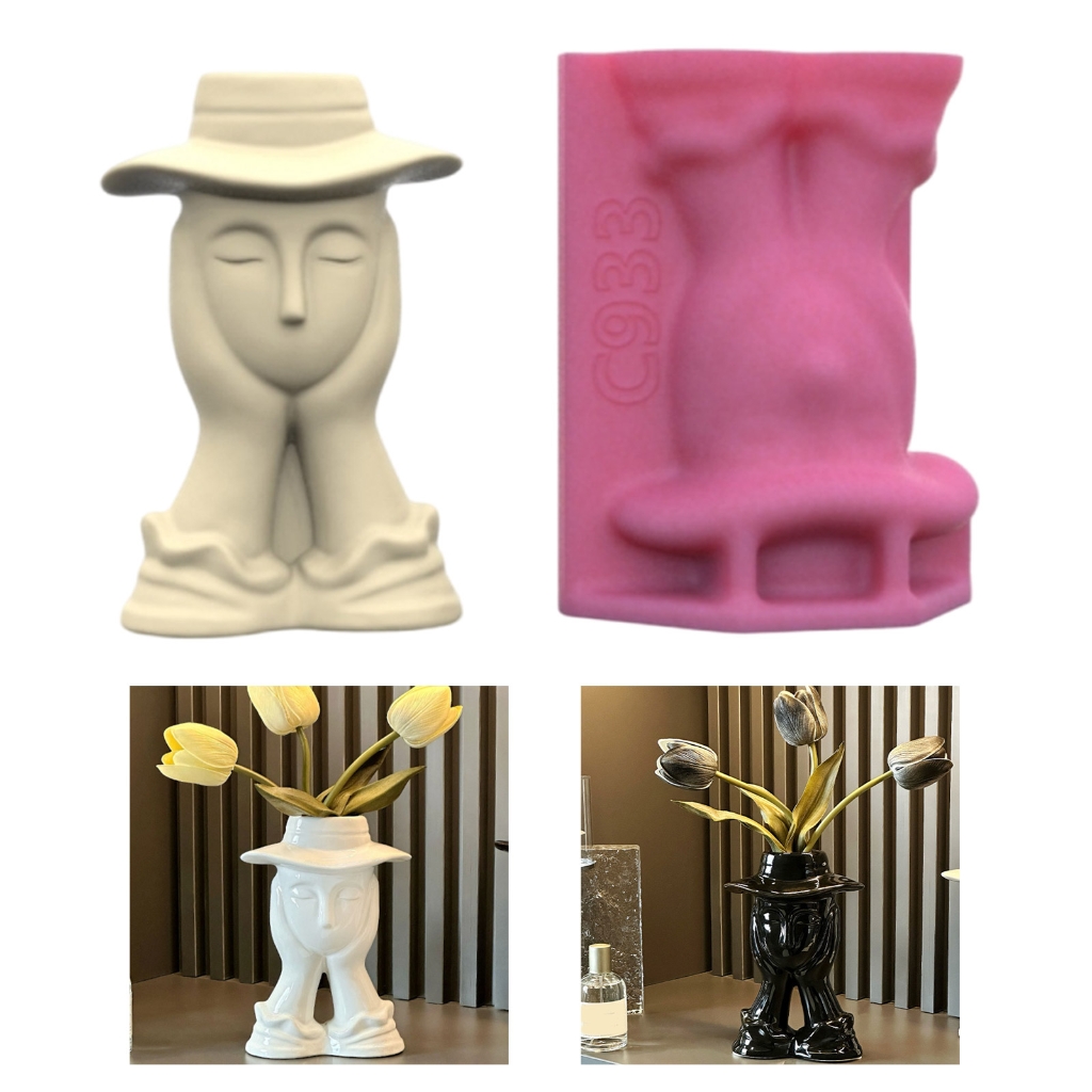lanema Hand-Making Epoxy Resin Plant Pots Mould Silicone Texture for Concrete Vases