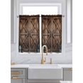 thumbnail image 2 of Kitchen Curtains 54 Inches length, Retro Brown Door Window Treatment Curtain Drapes, Country Vintage Wooden Door Thermal Insulated Drapes for Basement Hotel RV, 42"x54", 2 Panels, 2 of 7