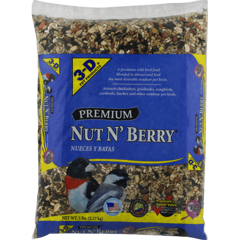 3D Pet Products Premium Nut N' Berry Blend Wild Bird Food packaged in
