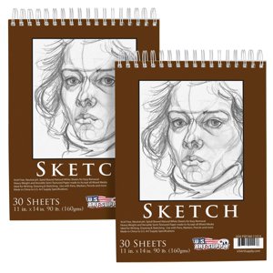 U.S. Art Supply 11x14" Heavy-Weight Sketch Pad, 2-Pack