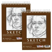 U.S. Art Supply 11" x 14" Heavy-Weight Paper Spiral Bound Sketch Pad, 90 Pound (160gsm), Pad of 30-Sheets (Pack of 2)