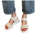 thumbnail image 2 of IUJSOY Elastic Lightweight Sandals for Women Knitted Open Toe Cutout Platform Casual Slip on Sandals, 2 of 7
