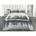 thumbnail image 3 of Ambesonne City Quilted Bedspread Set 3 Pcs, Futuristic Metropolitan, Queen Size, Sky Blue Black and White, 3 of 5