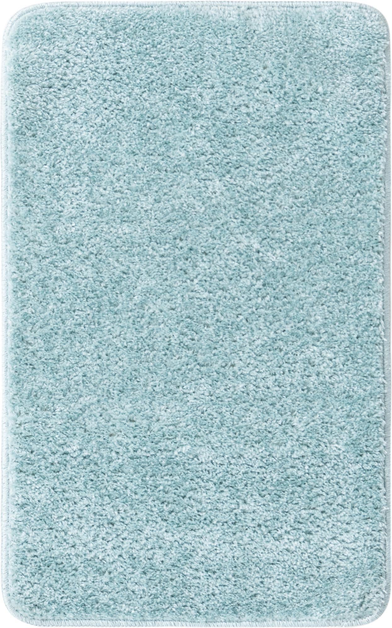 Rugs.com Bano Everyday Bath Mat Collection Rug – 1' 8 x 2' 7 Powder Blue Machine Washable Shag Bath Mat, Extra Soft and Absorbent, Non-Slip, Quick Dry, Perfect for Bathroom