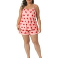 thumbnail image 2 of Agnes Orinda Women's Plus Size 2 Piece Nightwear Heart Pattern Cami and Boxer Shorts Cute Soft Lounge Pajamas Set 1X Pink, 2 of 6