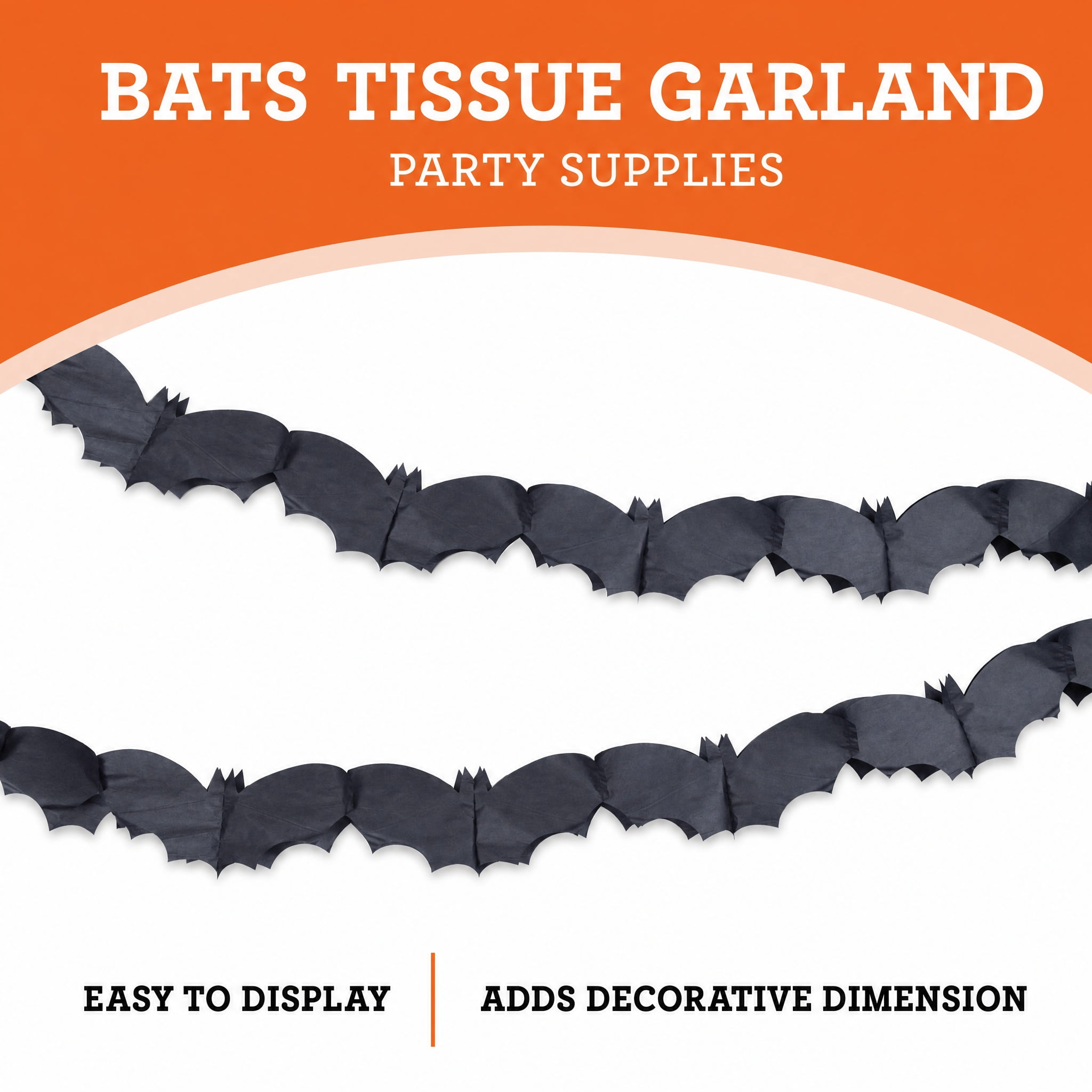 Bats Tissue Garland, Black, 8', Halloween by Way To Celebrate