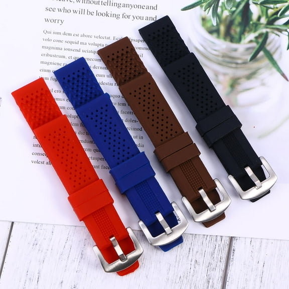 Raindrops Watch Strap Waterproof Durable Silicone Watch Band Breathable Watch Wristband for Replacement 22mm (Black)