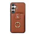 thumbnail image 2 of for Samsung Galaxy S23 FE Wallet Case with Card Holder, PU Leather Case with Ring Holder Kickstand, Snap Button Card Slots Case for Women Men for S23 FE with Crossbody Strap - Brown, 2 of 8