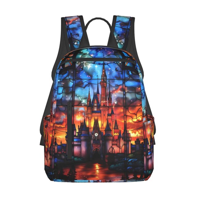 Balery Magical Stained Glass Castle Mochila Ligera para Hombres y Mujeres – Resistente y Impermeable, Ideal para la Escuela, el Trabajo, los Viajes y el Uso Diario