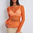thumbnail image 3 of Women Y2K Lace Floral Crop Top Long Sleeve Sheer Mesh See Through T Shirts Slim Fit Going Out Tees Tops Streetwear, 3 of 7