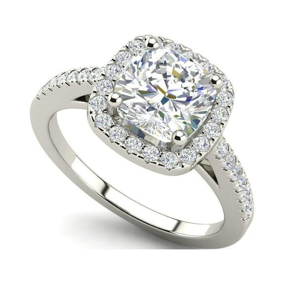 Halo 2.95 Carat Cushion Cut Diamond Engagement Ring White Gold Plated