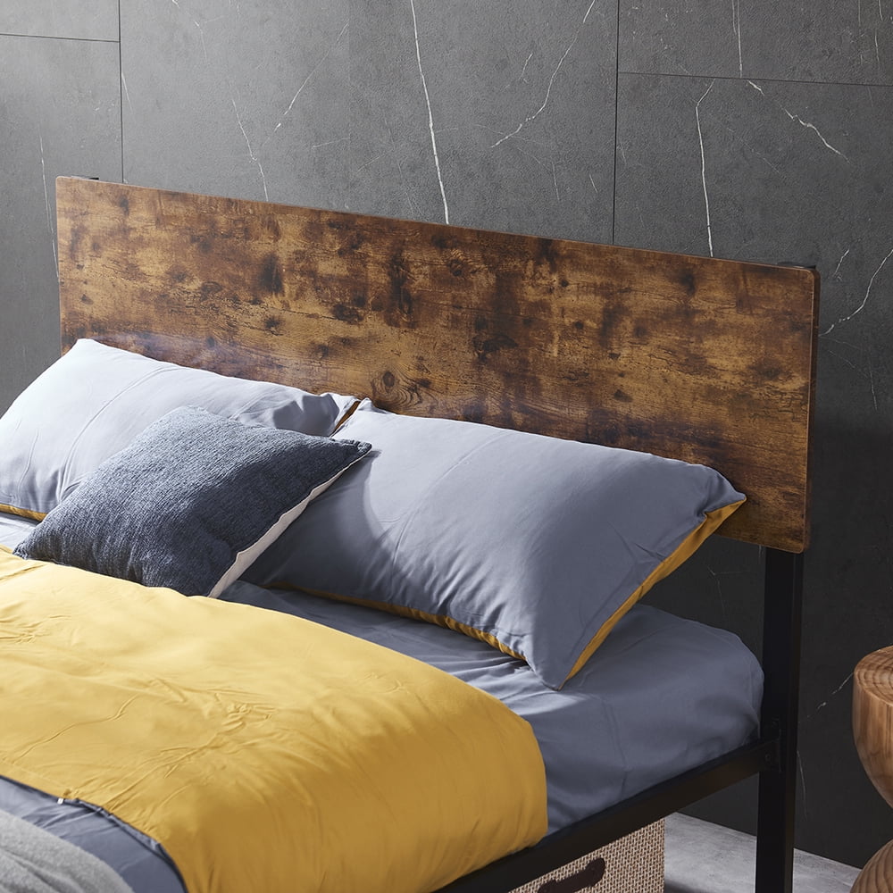 Private Jungle Full Size Metal Platform Bed Frame with Wooden Headboard and Footboard, No Box Spring Needed, Large Under Bed Storage,Dark Brown Private Jungle Full Size Metal Platform Bed Frame with Wooden Headboard and Footboard, No Box Spring Needed, Large Under Bed Storage,Dark Brown