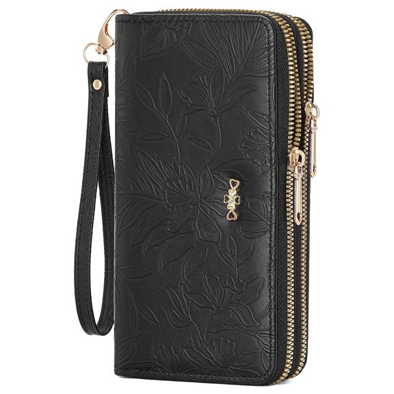 LOUEBICA Wallet for Women Clutch Double Zip Around Credit Card Holder Leather Women's Wallet Large Capacity