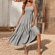thumbnail image 3 of Vestidos Para Mujer Vestido Maxi Vestido Bohemio Correa Escalonada Playa Larga Sol Sin Mangas Vestido Sólido Odeerbi  ODB171417, 3 of 8