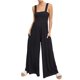 thumbnail image 1 of Mono largo de verano para mujer de VISgogo, mono holgado con tirantes anchos en el pecho liso fruncido, mono informal con pantalones largos de pierna ancha para mujer VISgogo moda, 1 of 8