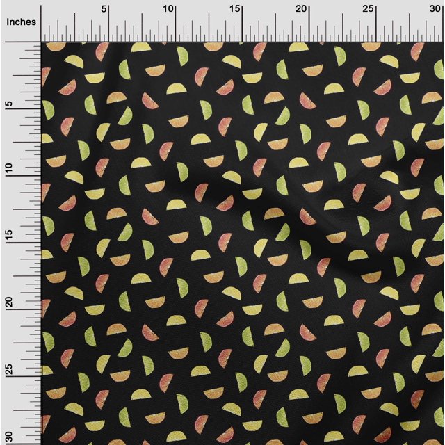 oneOone Silk Tabby Fabric Lemon Slice Vegetable Print Fabric BTY 42 Inch Wide