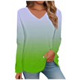 thumbnail image 2 of Weikingp Shirts for Women,Women'S Spring/Summer Printed V Neck T Shirt Base Top Long Sleeve T Shirt Womens Tops Tops for Women Trendy Clearance Khaki Xl, 2 of 5