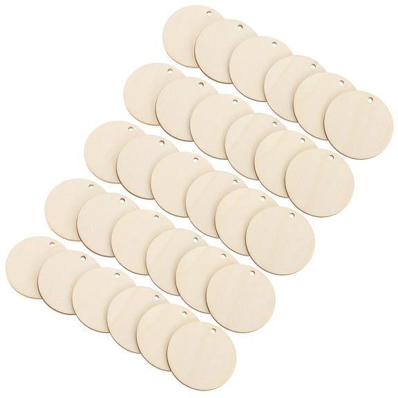Supvox 50Pcs Unfinished Wooden Slice Round Beige Wood for Sign Making and Crafts