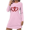 thumbnail image 2 of Sakmal Moomoo Nightgownss Women Valentines Love Long Sleeve Cute Loungewear Knee Length Heart Print Womens Nightgown 2X, 2 of 6
