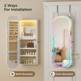 thumbnail image 4 of Lvifur RGB Lighted Mirror Jewelry Cabinet,LED Wavy Wide Mirror with Storage, Wall or Door Mounted Jewelry Organizer with Interior Mirror,Lockable Jewelry armoire,Gift Ideal, 4 of 17
