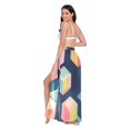 thumbnail image 3 of FORMRS Womens Long Sarong Beach Wrap Semi-Sheer Bikini Skirt Bathing Swimsuit Cover Up, Blue Cubes, 3 of 7