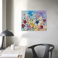 thumbnail image 4 of JEUXUS  Colorful Floral Canvas Wall Art Painted 3D Flower Artwork Frameds Modern Abstract Landscape Painting Textured Flower Pictures for Living Room Bedroom Bathroom Decor 20x16in, 4 of 5