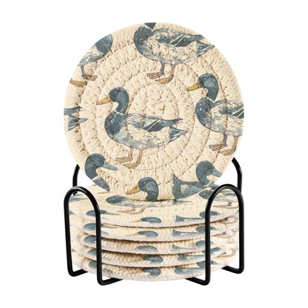 

6 coil coasters 3.94x3.94x0.24 inch water coasters Drink coasters with cup holders Absorbent coasters Heat resistant for bar protection Blue Duck
