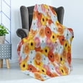 thumbnail image 4 of Gerber Daisy Soft Flannel Fleece Throw Blanket, Pattern with Realistic Fresh Growth of Summer Season Nature-Inspired Design, Cozy Plush for Indoor and Outdoor Use, 50" x 60", Multicolor, by Ambesonne, 4 of 5