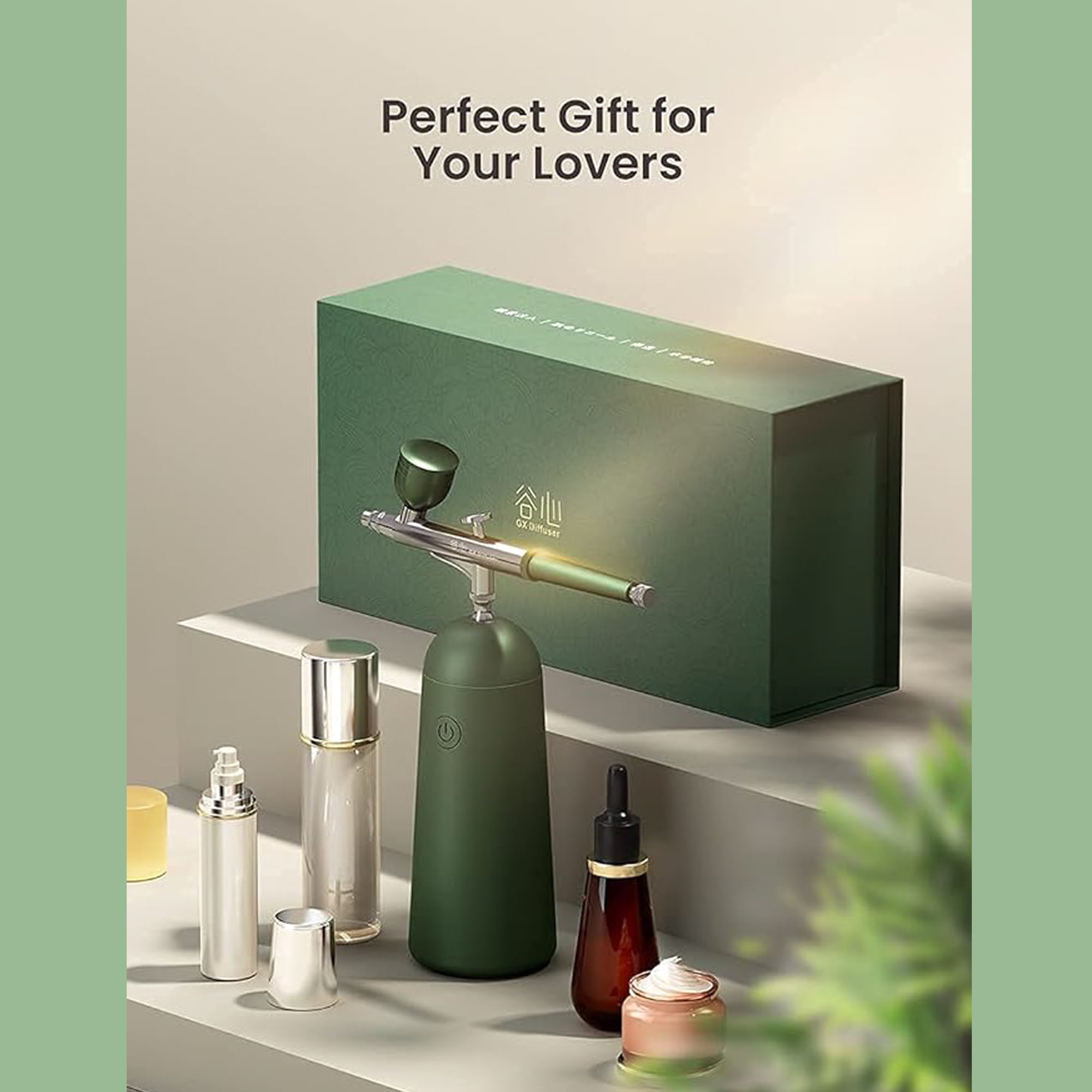 GXDiffuser CJRP_GREEN GX Nano Mist Sprayer Facial Steamer Green,Portable and Rechargeable  Atomizer
