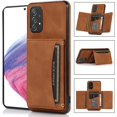 thumbnail image 5 of Design for Samsung Galaxy A53 5G Wallet Case with Tempered Glass Screen Protector PU Leather Credit Card Holder Slot Phone Cases Kickstand Shockproof Protective Cover for Women 6.5 inch Brown, 5 of 13