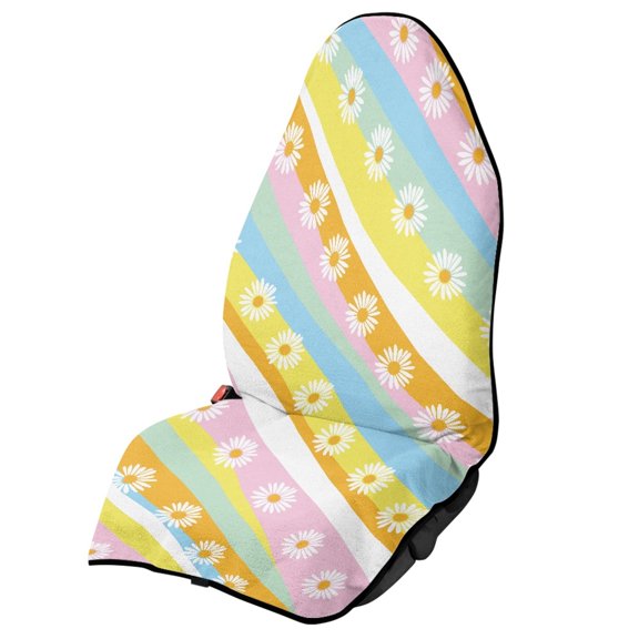 Chririnla 1 Pack Car Seat Towel Cover Sweating Waterproof, Compatible with Van Truck Seat Bucket Seat Terry Cloth Car Seat Cover(Daisy)