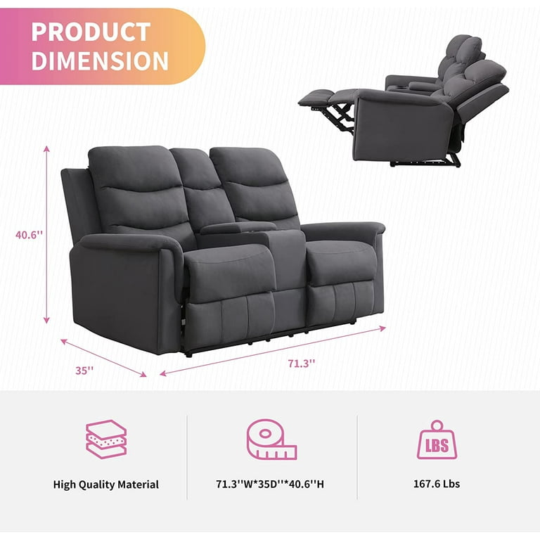 ijuicy 2-Seater Reclining Loveseat Sofa, Love Seat Recliner Sofa