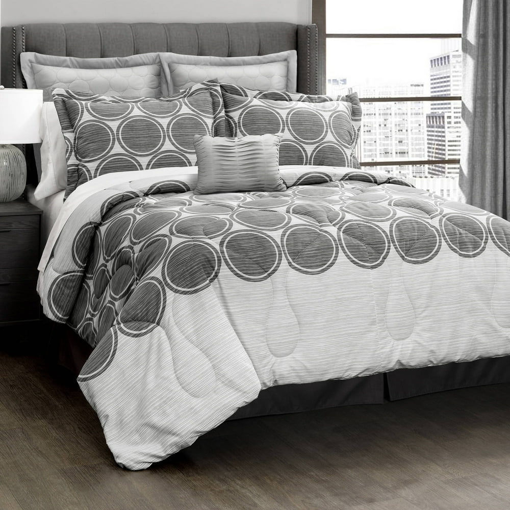 Textured Circle Comforter Gray 6Piece Set