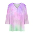 thumbnail image 3 of Women's 3/4 Sleeve Shirts V Neck Tops for Women Dressy Spring Tops for Women 2025 Trendy T Shirts for Women Graphic Spring Savings Clearance, 3 of 4