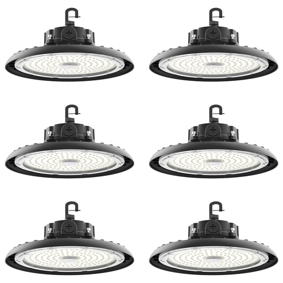 AIKVSXER 11.4 in 6000 K LED Dimmable UFO High Bay Light Fixtures 6 Count