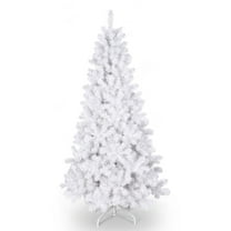 Bringstar 6FT Pre-Lit White Christmas Tree, Hinged Artificial Xmas Tree w/ Premium PVC Branch Tips