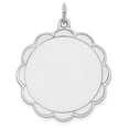 thumbnail image 1 of Solid 925 Sterling Silver Engravable Front / Back Disc Charm Brushed Matte Finish Pendant - 31mm x 26mm, 1 of 4
